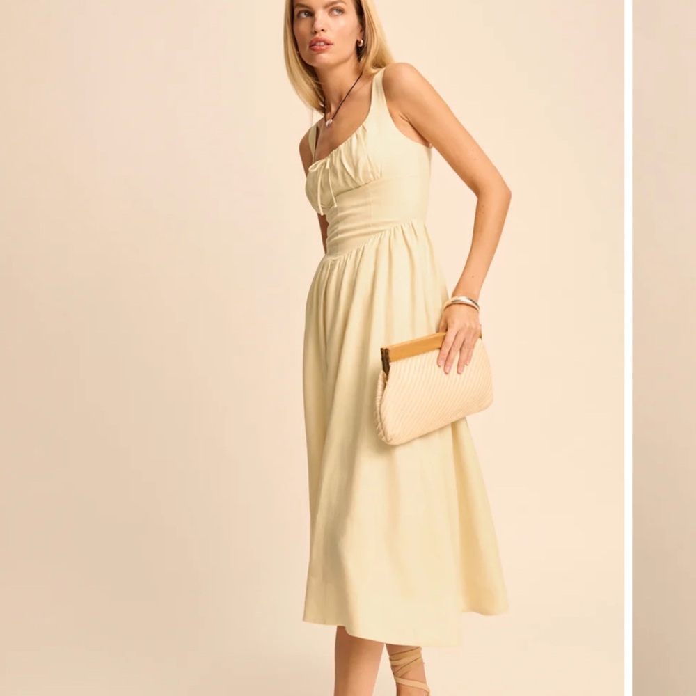 Reformation Balia Linen Dress- yellow - Picture 2 of 4